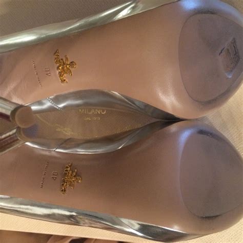 prada calzature donna sz 40 worn once|PRADA Calzature Donna Argento Metallic Silver Wedge Sandals.